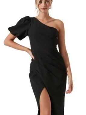 ASTR The Label Black One-Shoulder Cocktail Dress